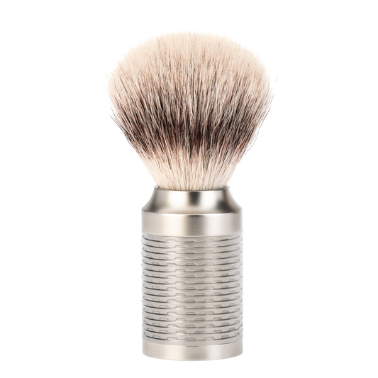 MUHLE ROCCA 31M94 SILVERTIP FIBRE® SHAVING BRUSH- STAINLESS STEEL HANDLE