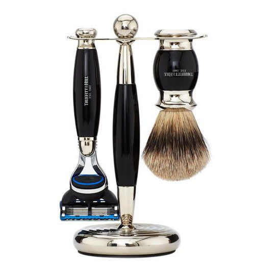 TRUEFITT & HILL EDWARDIAN FUSION BLADE SHAVING SET– EBONY