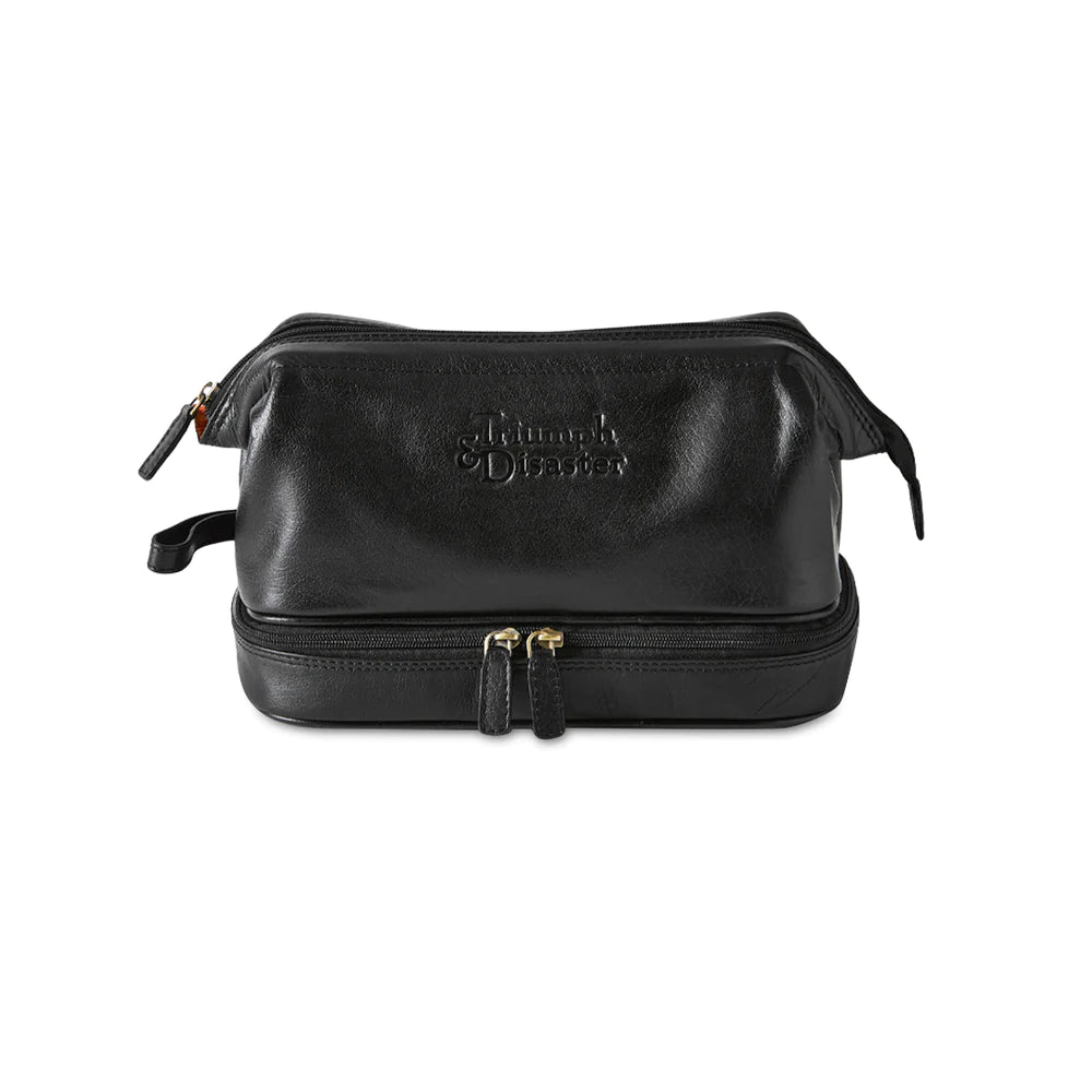 TRIUMPH & DISASTER - LEATHER TOILETRY BAG- BLACK