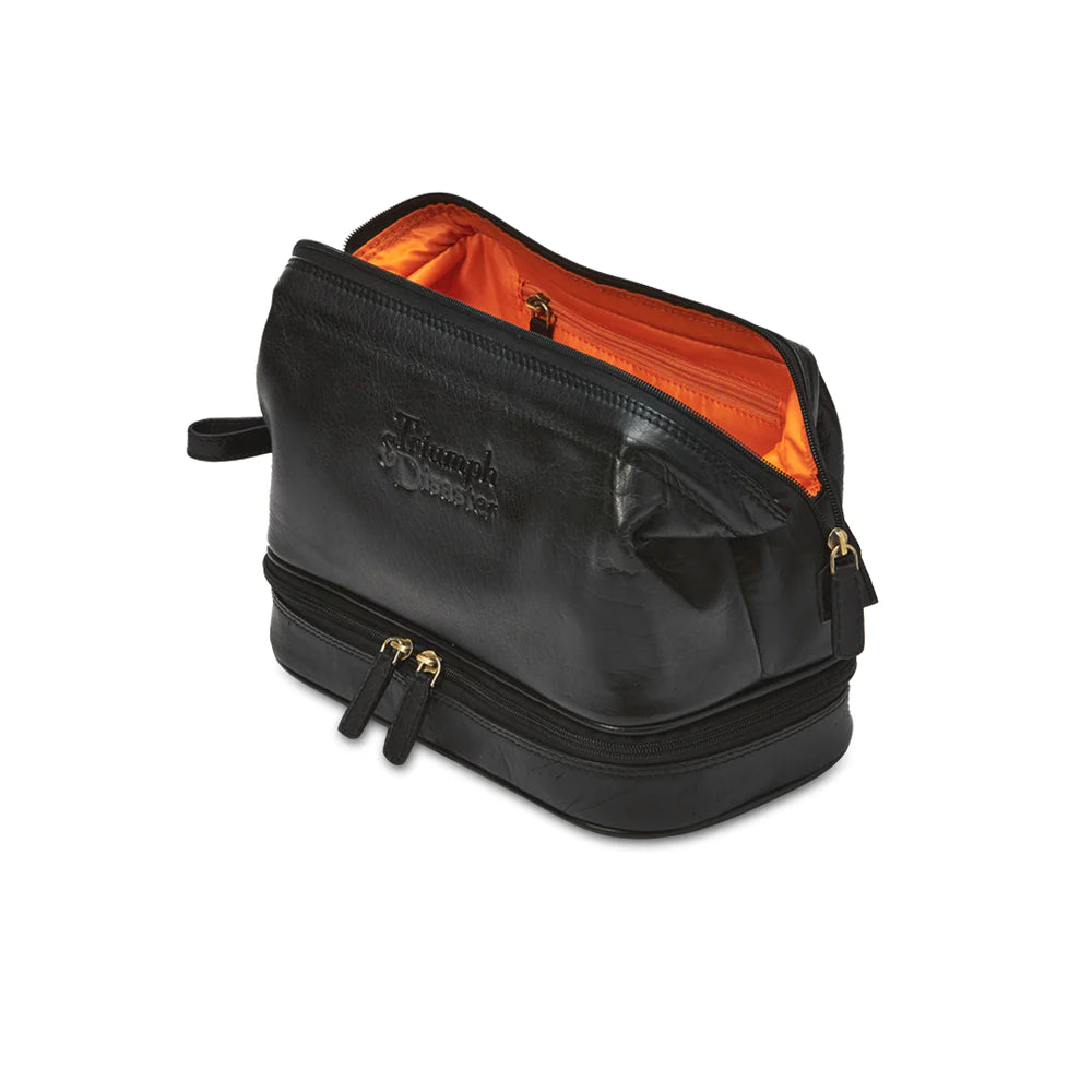 TRIUMPH & DISASTER - LEATHER TOILETRY BAG- BLACK