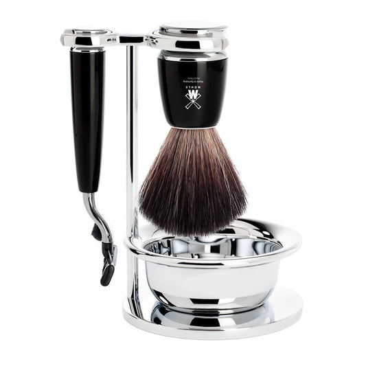 Muhle 99S21M226SM3 RYTMO 4-piece Shaving Set -Black Resin - Blackwood Barbers