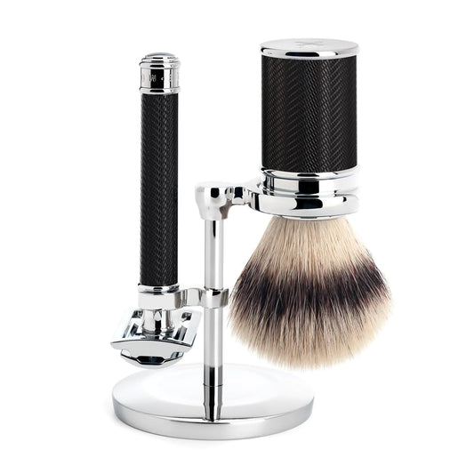 Muhle 99S31M89 BLACK TRADITIONAL 3 piece Shaving Set - Black Resin - Blackwood Barbers