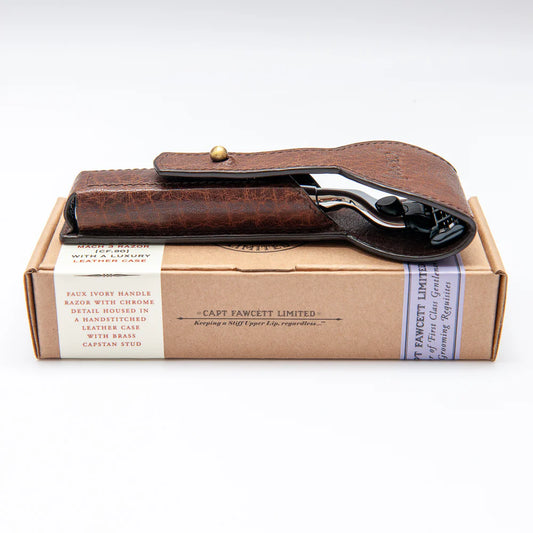 CAPTAIN FAWCETT HANDCRAFTED MACH 3 RAZOR WITH LUXURY LEATHER CASE - Blackwood Barbers