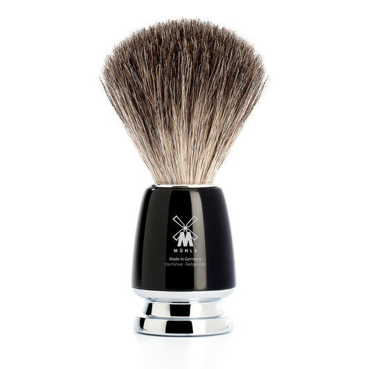 MUHLE RYTMO PURE BADGER BRUSH BLACK RESIN HANDLE - Blackwood Barbers