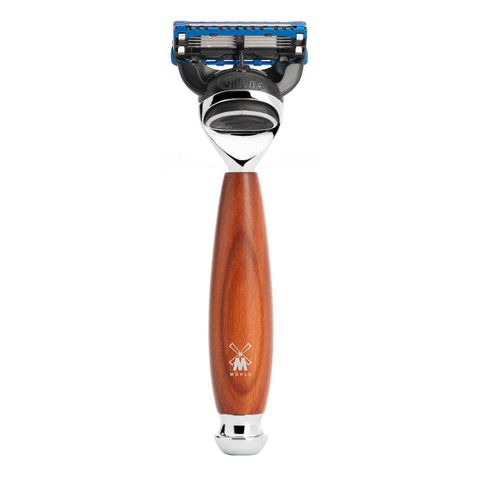 MUHLE Vivo 5 blade Gillette Fusion razor PLUM TREE WOOD HANDLE R331F - Blackwood Barbers