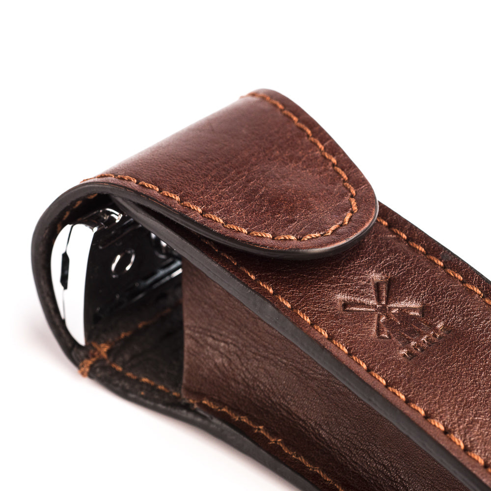 MUHLE LEATHER POUCH FOR TRADITIONAL SAFETY RAZOR- BROWN - Blackwood Barbers