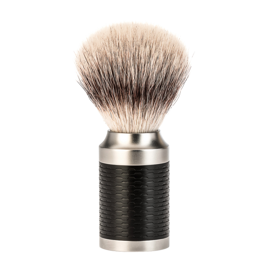 Muhle 99X31M96 ROCCA Silvertip Fibre Shaving Brush, Stainless Steel - Matte Black Handle