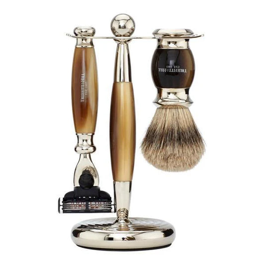 TRUEFITT & HILL EDWARDIAN COLLECTION SHAVING SET– MACH 3- FAUX HORN