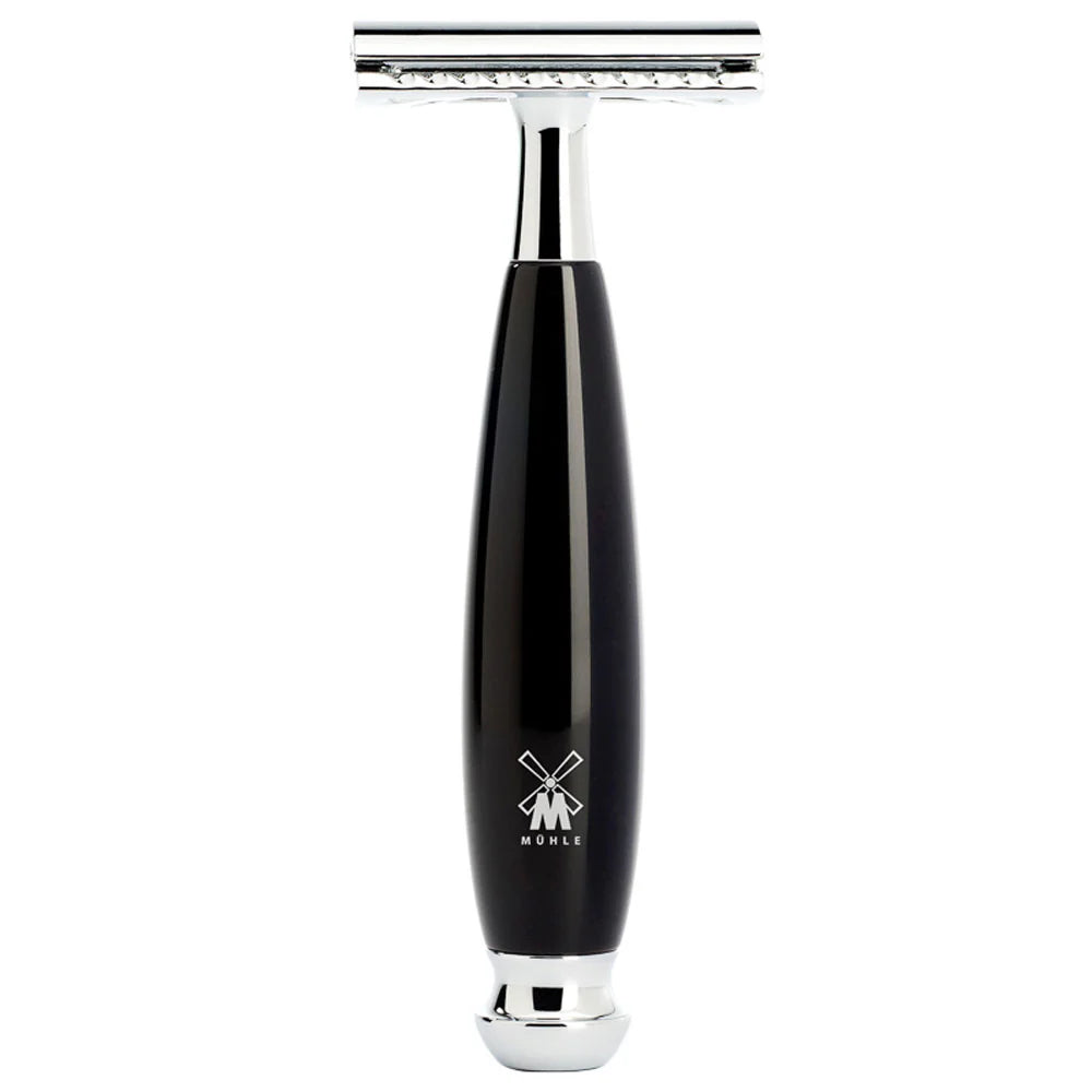 MUHLE VIVO SAFETY RAZOR & SHAVING BRUSH 4-PIECE SET BLACK RESIN