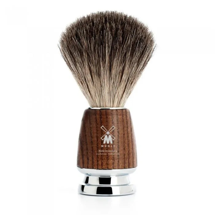 MUHLE RYTMO 3 Piece SHAVING SET. SAFETY RAZOR & PURE BADGER BRUSH. STEAMED ASH HANDLE - Blackwood Barbers